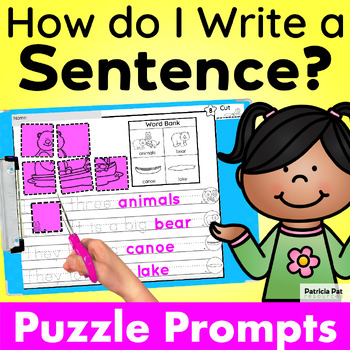 Preview of Sentence Writing Prompts with Pictures for kindergarten and 1st grade ESL