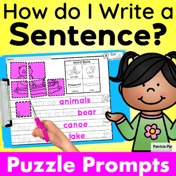 Preview of Sentence Writing Prompts with Pictures for Kindergarten, 1st Grade or ESL