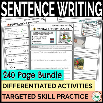 Preview of Parts of a Sentence & How to Write a Sentence & Fix the Sentence Worksheets