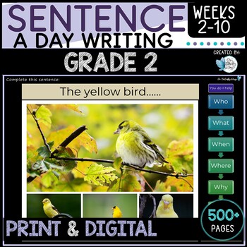 Preview of Sentence Writing Grade 2 Weeks 2 to 10
