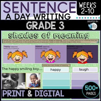 Preview of Sentence Writing Grade 3 Weeks 2 to 10