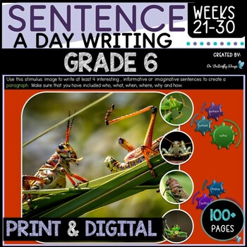 Preview of Sentence Writing Grade 6  Weeks 21 to 30
