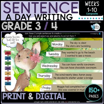 Preview of Sentence Writing Grades 3 & 4 Weeks 1 to 10