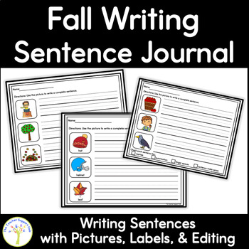 Preview of Sentence Writing Journal with Handwriting Lines with Visual Pictures for Fall
