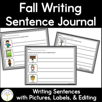 Preview of Sentence Writing Journal with Lines Visual Pictures for Back to School