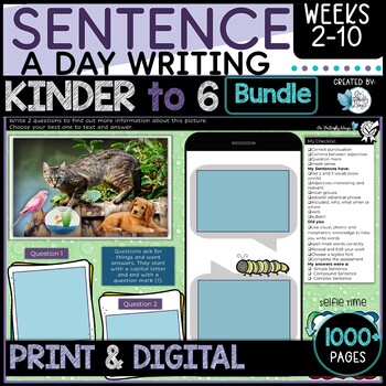 Preview of Sentence Writing K to Grade 6 Weeks 2 to 10