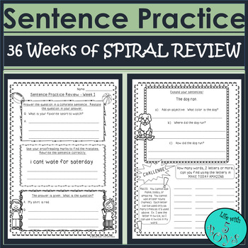 Preview of 3rd Grade Sentence Writing and Grammar Practice Spiral Review and Morning Work