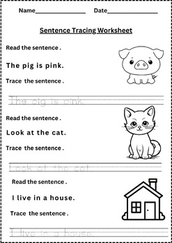 Preview of Sentence Writing Practice Worksheets Kindergarten(22 Pages)