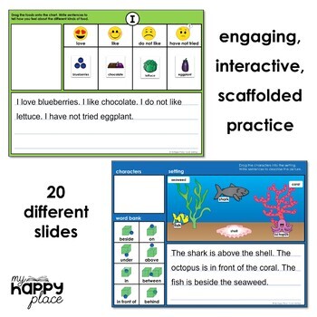 Sentence Writing Practice for Google Slides and Seesaw - Distance Learning