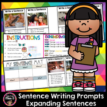 Preview of Sentence Writing Prompts Expanding Sentences