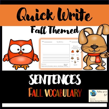 Preview of Sentence Writing (Quick Write Fall Themed Paper and Digital Copy)