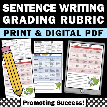 Preview of Sentence Writing Rubric Student Self Assessment Progress Monitoring IEP Goals