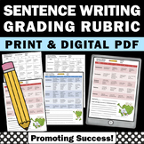 Sentence Writing Rubric Student Self Assessment Progress M
