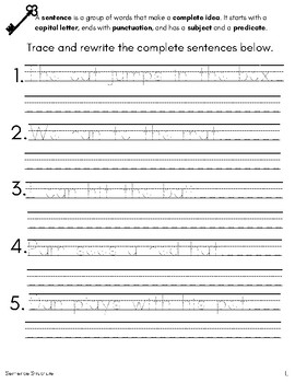 Sentence Writing/Structure Practice by yourfavefirstieteacher | TPT