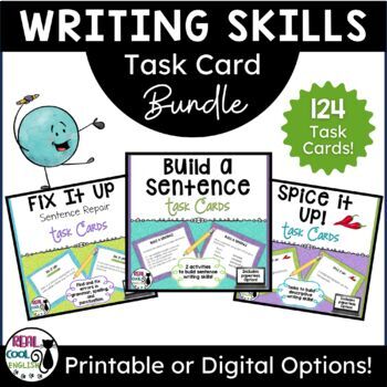 Preview of Sentence Writing Task Card Bundle - Practice Activities to Build Writing Skills