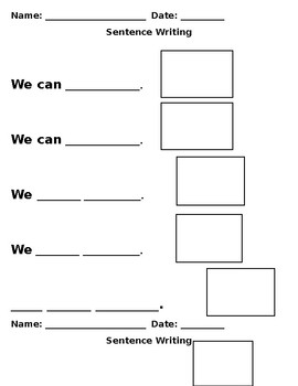 Preview of Sentence Writing Template