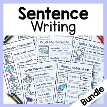 Preview of Sentence Writing Worksheets Bundle - Sentence Writing Paper