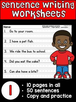 Preview of Sentence Writing Worksheets | Copy Sentences | Kindergarten  * SALE *