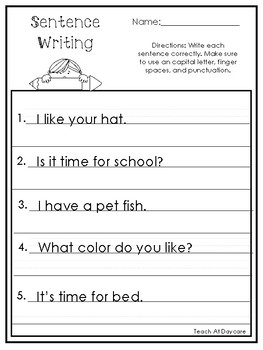 sentence writing worksheets copy the sentences practice