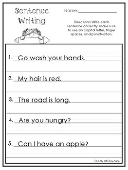 sentence writing worksheets copy the sentences practice
