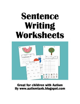 Preview of Sentence Writing Worksheets for Kids with Autism