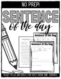 NO PREP: Sentence of the Day Activity