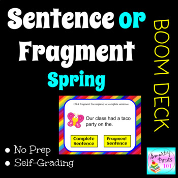 Preview of Sentence or Fragment DIGITAL BOOM Deck  Spring Theme