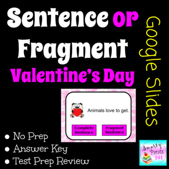 Preview of Sentence or Fragment Google Slides Valentine's Day