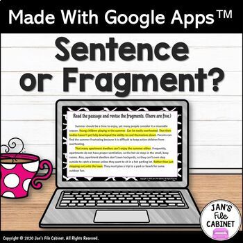 Preview of Sentence or Fragment Lesson, Practice, and Quiz GRADES 4-7 Google Apps
