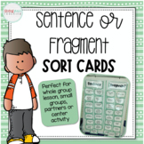 Sentence vs Fragment Sort Cards Incomplete Sentences Activity