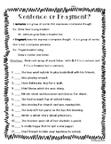 Sentence or Fragment? Worksheet