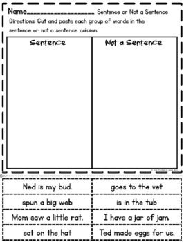 Sentence or Not a Sentence Fragment by Early Childhood Collection