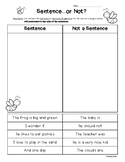 Sentence or Not a Sentence Sorting Center and Worksheet Pr