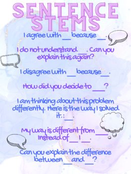 Preview of Sentence stems printable poster