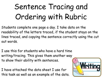 Preview of Sentence tracing and ordering with rubric