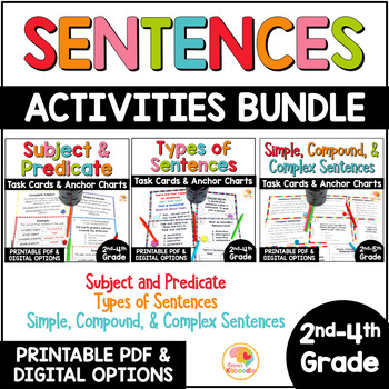 Preview of Sentence Structure Activities: Sentence Types Task Cards and Anchor Charts