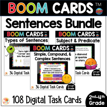 Preview of Types of Sentences BOOM CARDS Task Cards & Anchor Charts BUNDLE DIGITAL