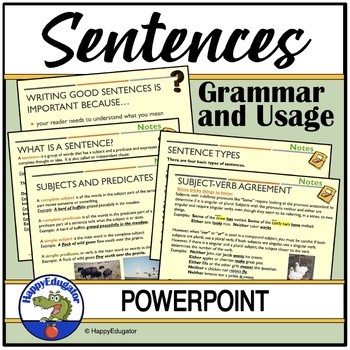Preview of Sentences PowerPoint Writing Lessons and Interactive Practice