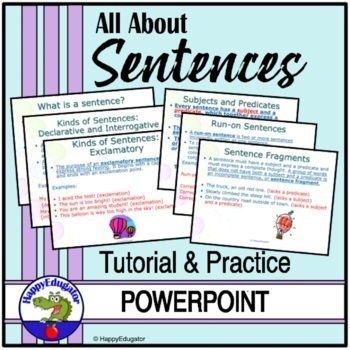 Preview of Sentences PowerPoint and Printables for ELA TEST PREP