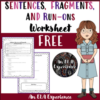Preview of Sentences, Run-ons, and Fragments Worksheet