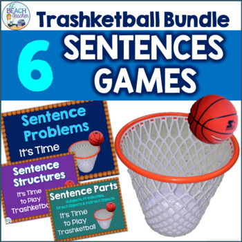 Preview of Sentences Unit - Sentence Review Games Bundle - Sentences Trashketball