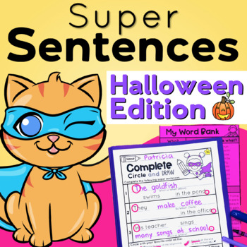 Preview of Sentences Writing for Halloween and Sentence Structure Practice Differentiated