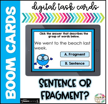 Preview of Sentences and Fragments | Boom Cards| Distance Learning
