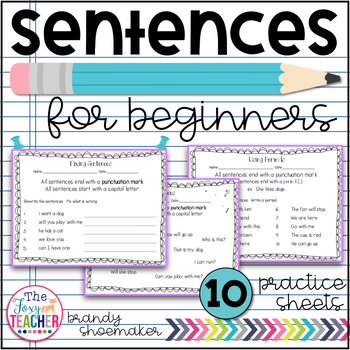 Preview of Sentences for Beginners Practice Sheets