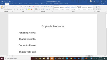Preview of Sentences for Emphasis, Prosody Rehearsal for Adults