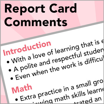 Preview of Sentences for Report Card Comments