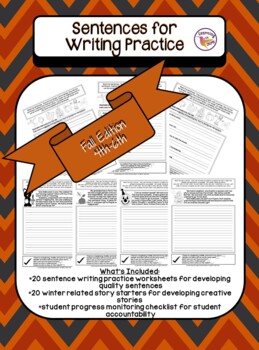 Preview of Sentences for Writing Practice 4th, 5th, 6th (Fall Edition) FREEBIE
