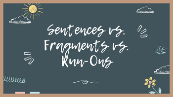 Preview of Sentences vs. Fragments vs. Run-Ons Lesson and Worksheet