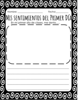 Preview of Sentimientos del Primer Dia de Clases -- First Day Feelings SPANISH