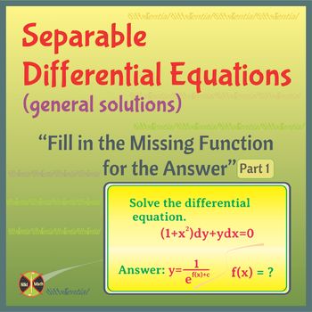 Preview of Differential Equations Separation of Variables- ActivityPart 1-Distance Learning